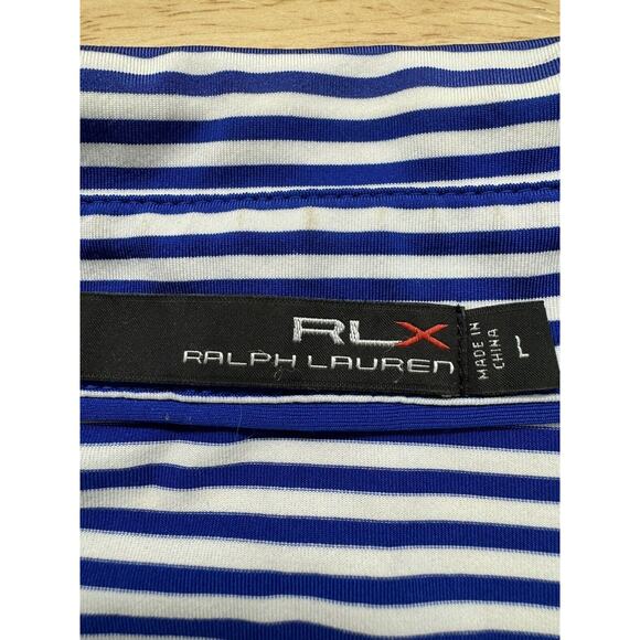 POLO RLX x SCIOTO CC Size Large Blue Striped Performance Golf Polo Shirt Mens - Picture 3 of 6